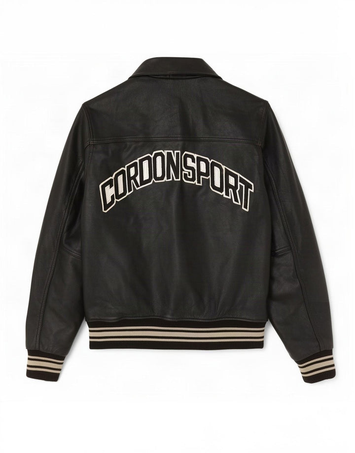Giacca in pelle grafica da uomo Cordon UK 38 media nera