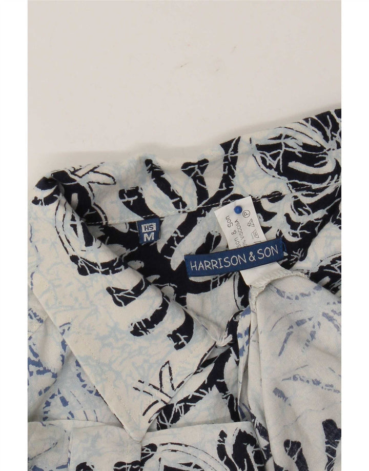 Camicia a maniche corte da uomo Harrison & Son in viscosa floreale blu medio