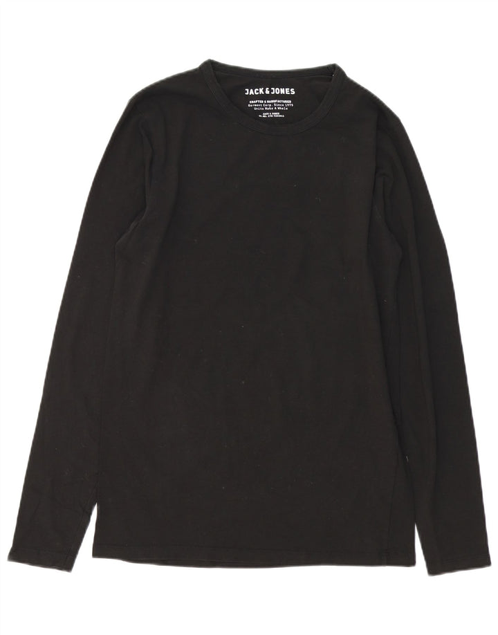 Jack & Jones Top da uomo a maniche lunghe in cotone nero medio