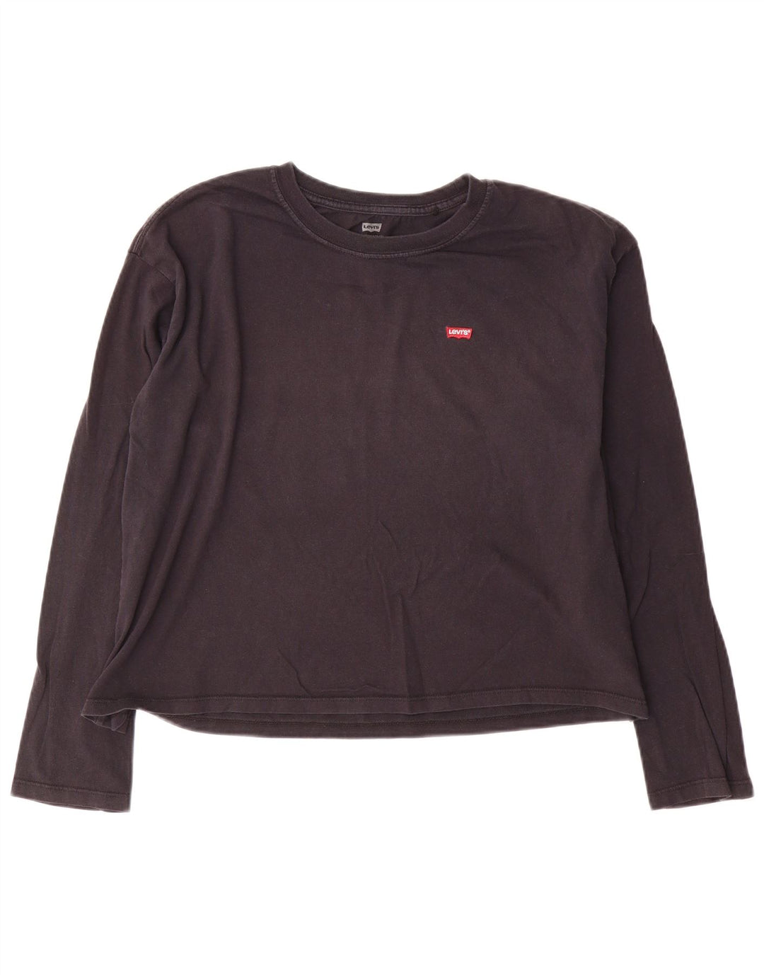 Levi's Donna Crop Top Manica Lunga UK 14 Medio Blu Navy Cotone