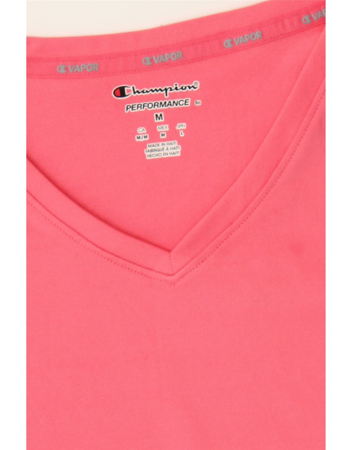 CHAMPION Womens T-Shirt Top UK 12 Medium Pink Polyester Vintage Champion and Second-Hand Champion from Messina Hembry 