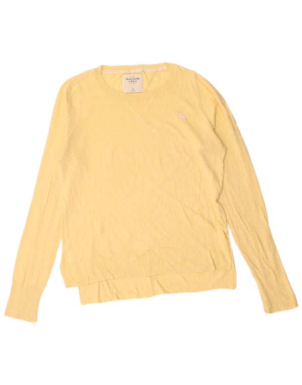 Maglione maglione con scollo a barca da donna Abercrombie & Fitch UK 14 Giallo medio