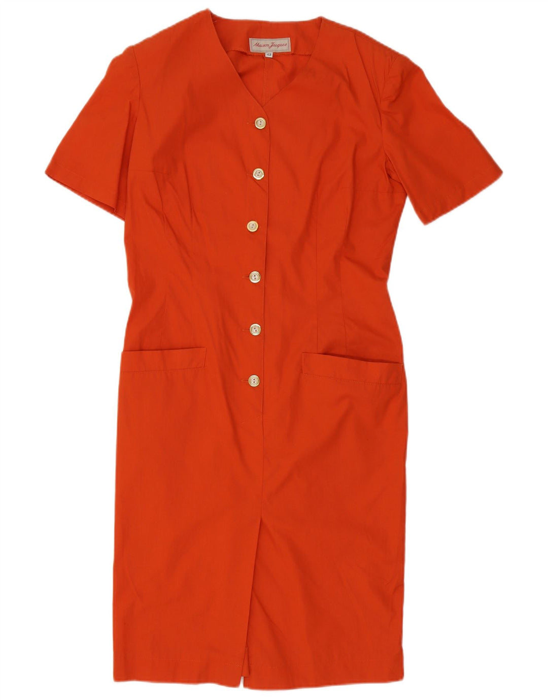 Abito Chemisier Donna Maison Jacques IT 42 Cotone Arancio Medio