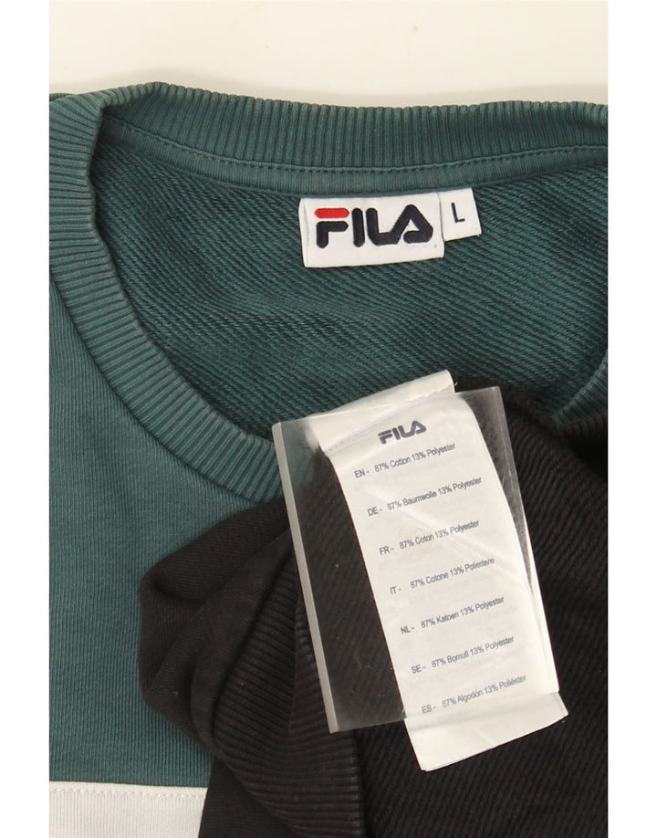 Fila Felpa da uomo Maglione Large Nero Colourblock in cotone