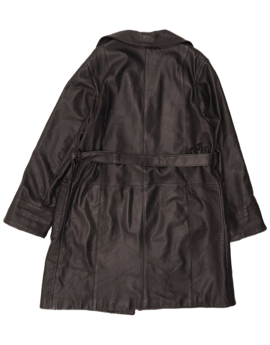 Cappotto in pelle vintage da donna IT 44 medio nero