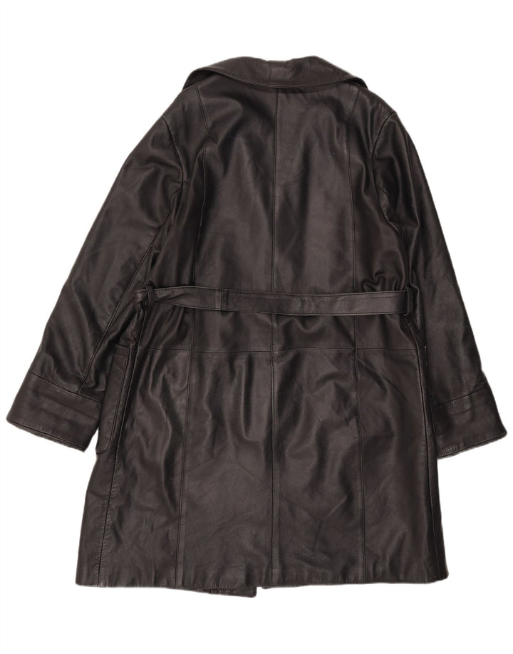 Cappotto in pelle vintage da donna IT 44 medio nero