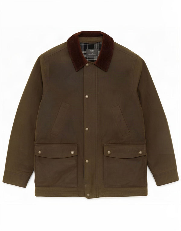 Giacca da uomo in cotone cerato Marks & Spencer UK 38 medio kaki