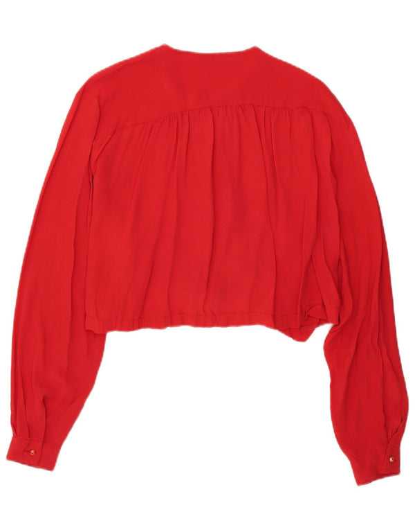 Camicetta camicia oversize corta da donna vintage UK 16 grande rossa