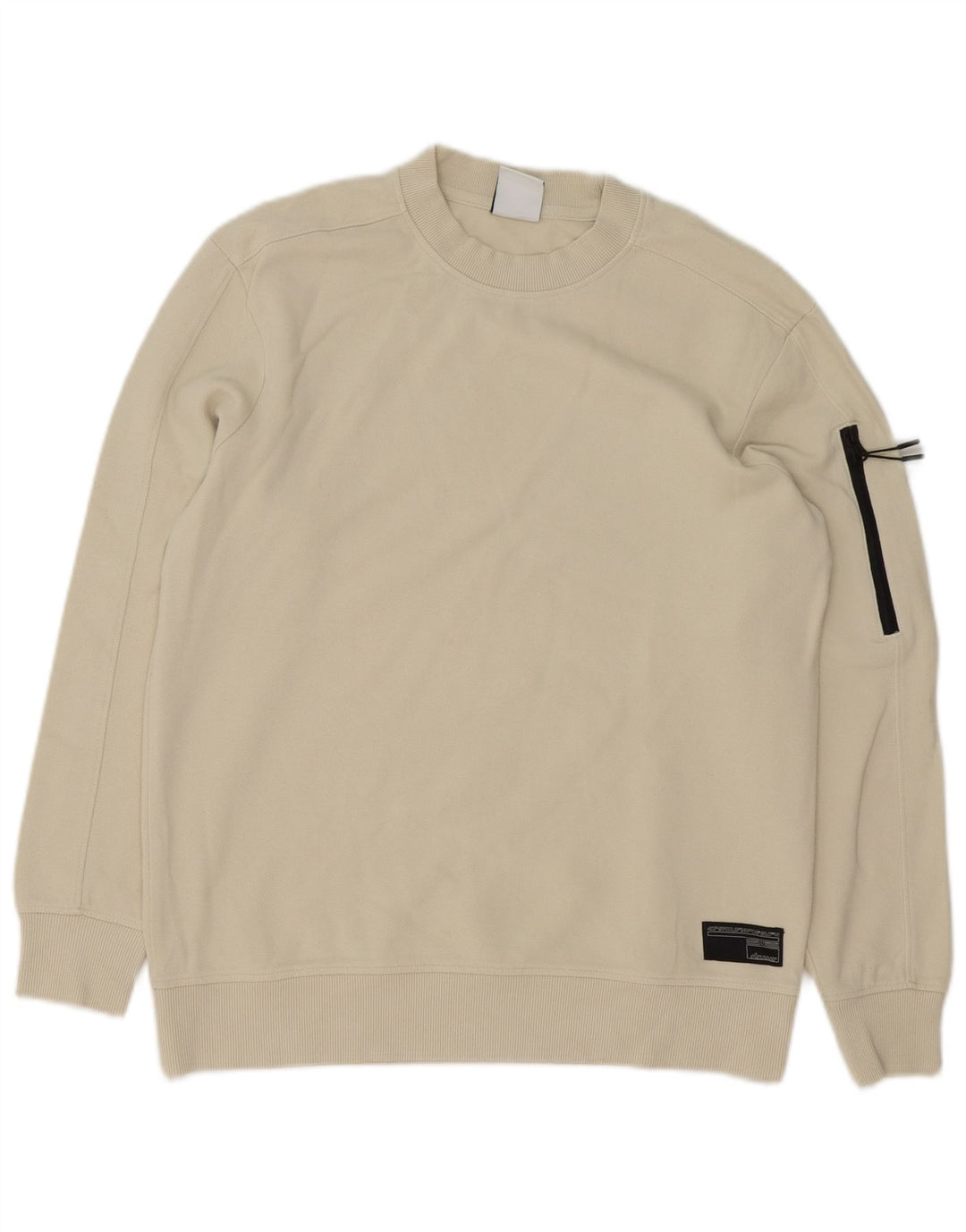 Zara Uomo Felpa Maglione Piccolo Cotone Bianco Sporco