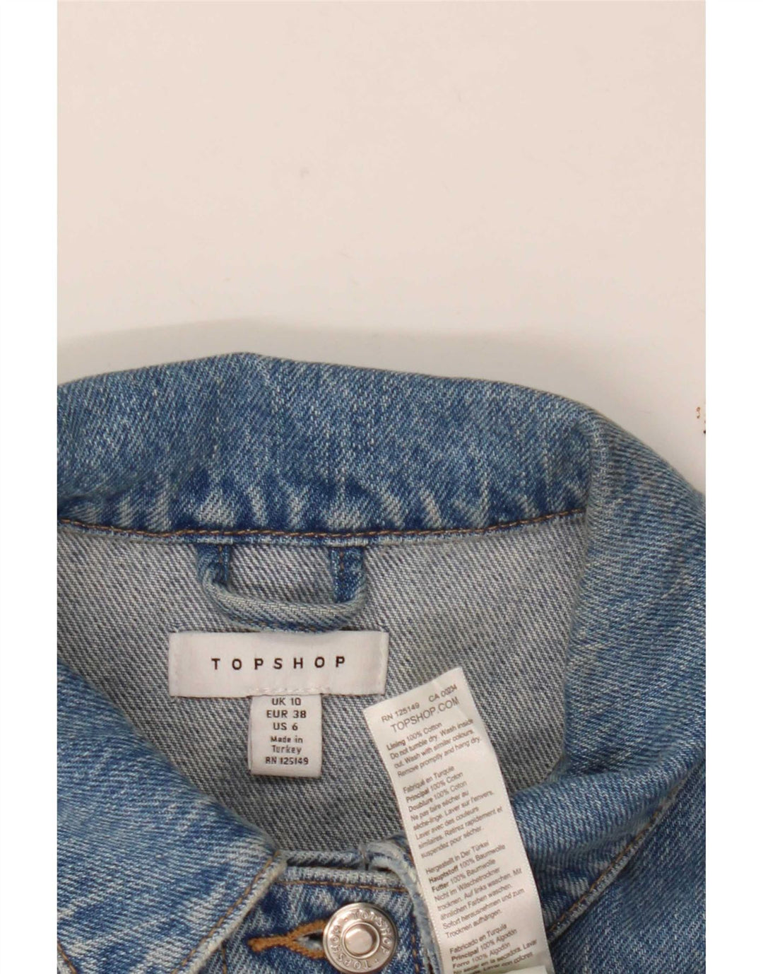 Giacca in denim corto da donna Topshop UK 10 piccolo cotone blu