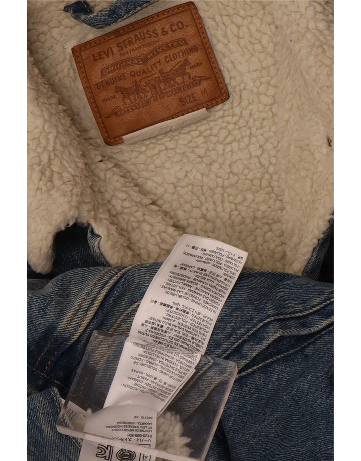 Giacca Levi's da uomo in denim sherpa UK 38 cotone blu medio