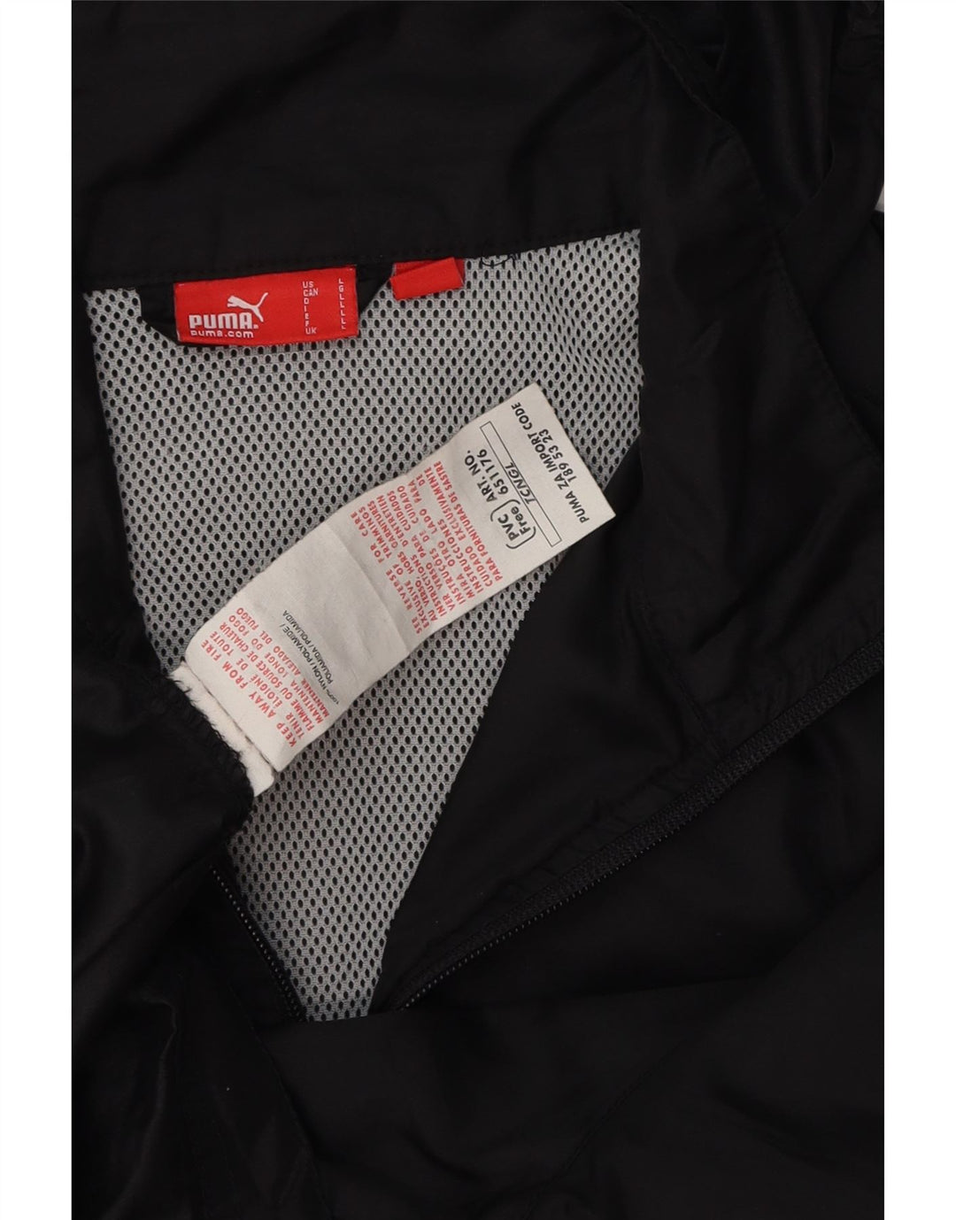 PUMA Giacca antipioggia da uomo con cappuccio UK 42 Large Nero Colorblock Poliammide
