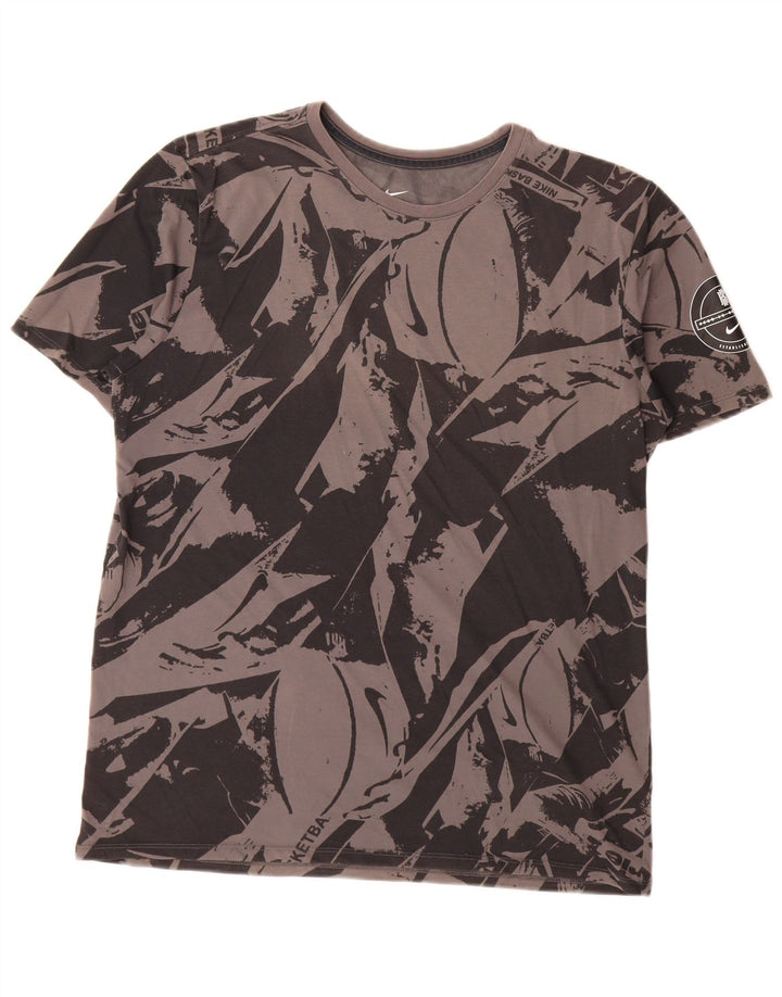 T-shirt grafica da uomo Nike Dri Fit con motivo astratto, taglia grande, grigia