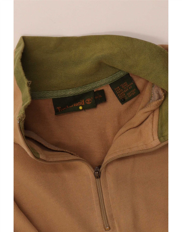 Felpa Timberland da uomo con zip e collo, piccola, in cotone beige