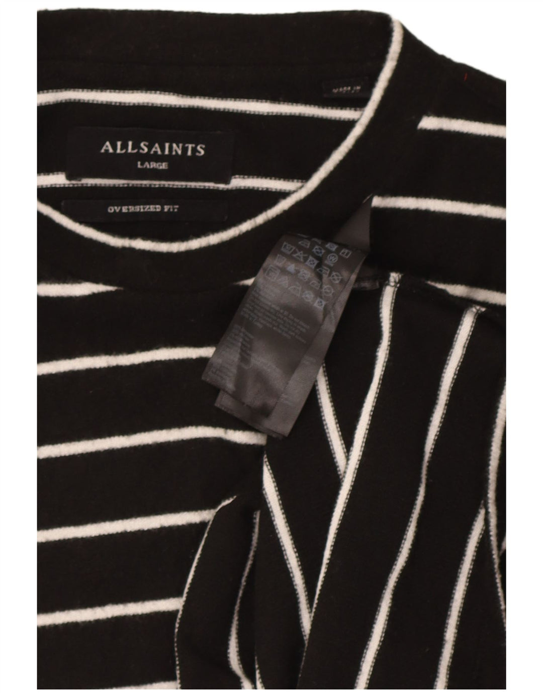 All Saints Donna Oversize UK 16 Grande Poliestere a righe nere