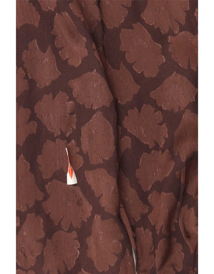 Camicetta vintage da donna con motivo astratto UK 12 Marrone medio
