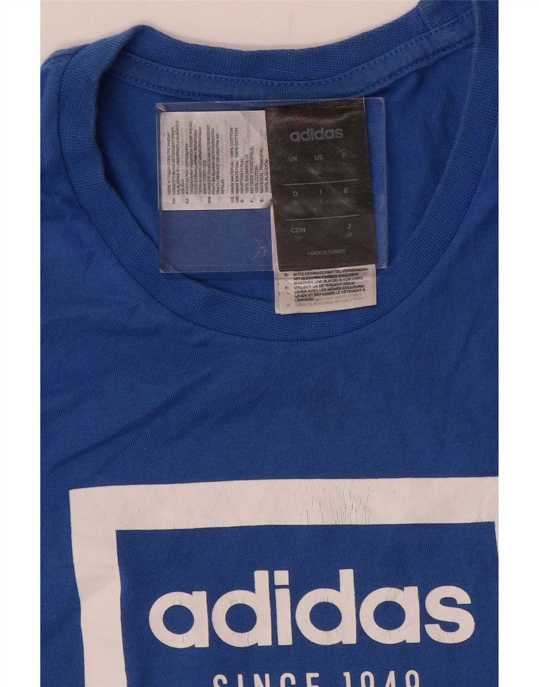 T-shirt grafica da uomo Adidas Top piccola in cotone blu