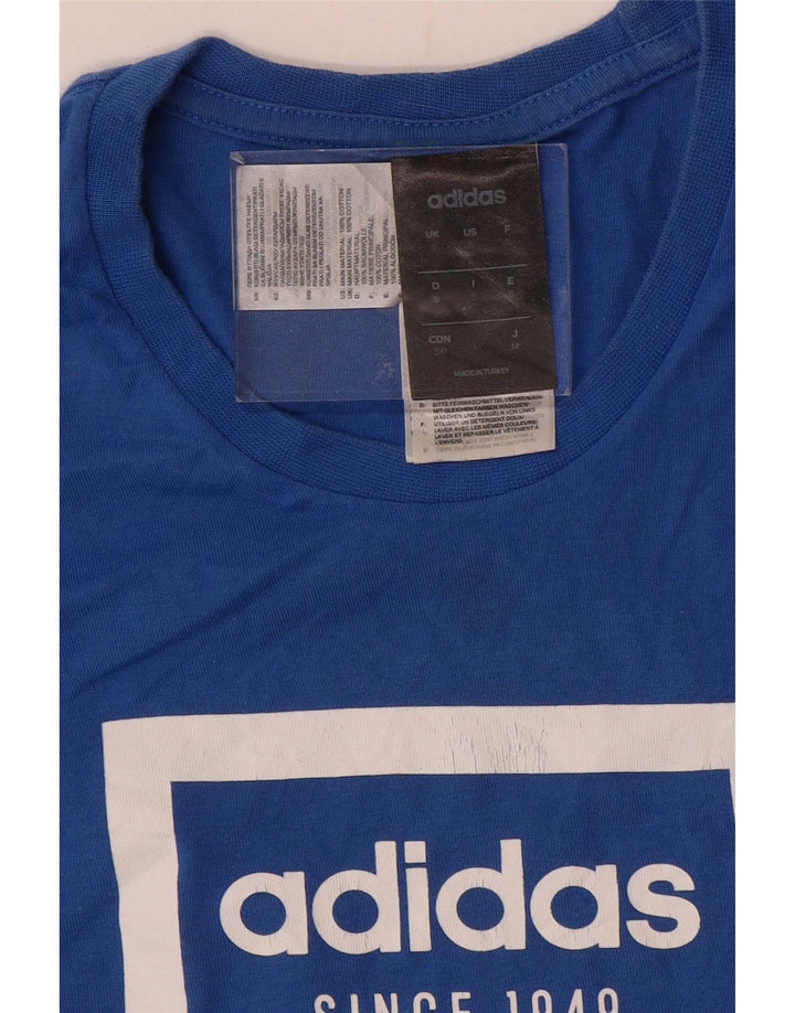 T-shirt grafica da uomo Adidas Top piccola in cotone blu