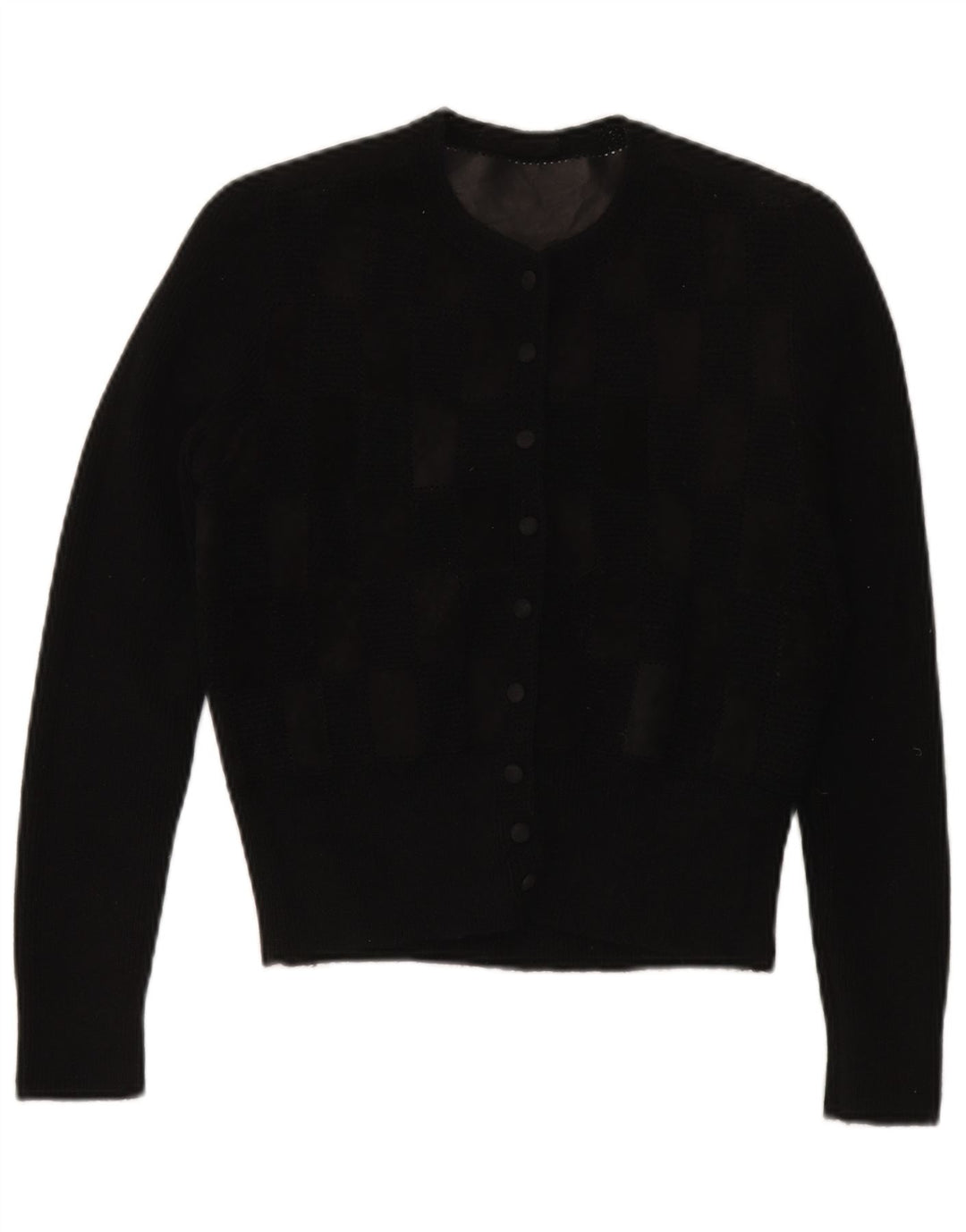 Maglione cardigan da donna vintage UK 12 medio nero