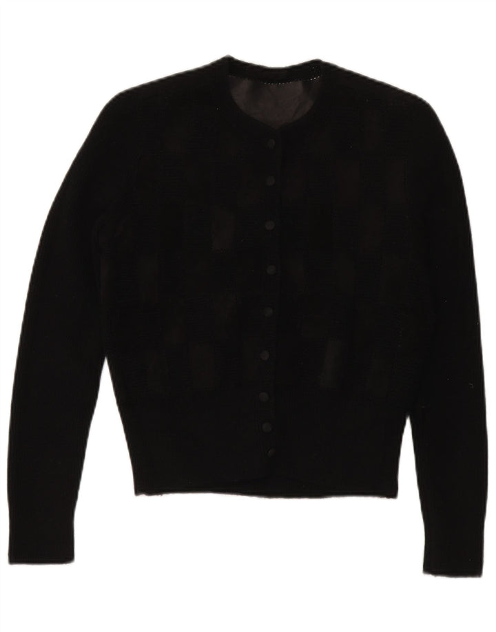 Maglione cardigan da donna vintage UK 12 medio nero