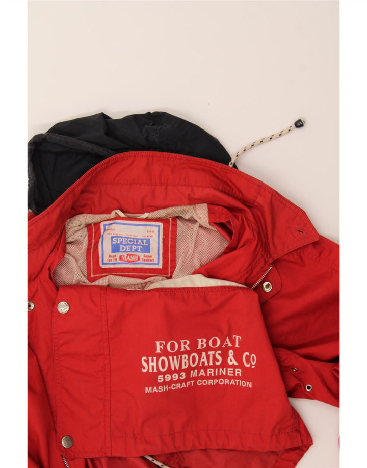 MASH Mens Graphic Hooded Windbreaker Jacket UK 42 XL Red Polyester Vintage Mash and Second-Hand Mash from Messina Hembry 