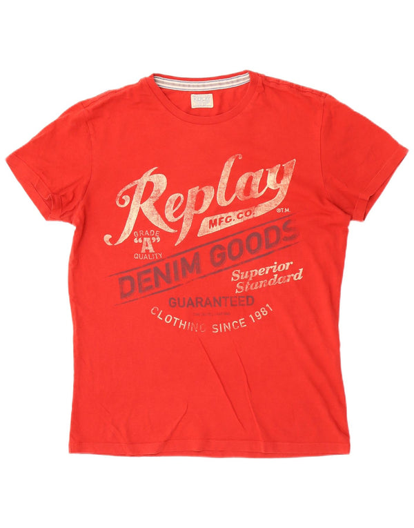 T-shirt grafica da uomo Replay Top rosso medio