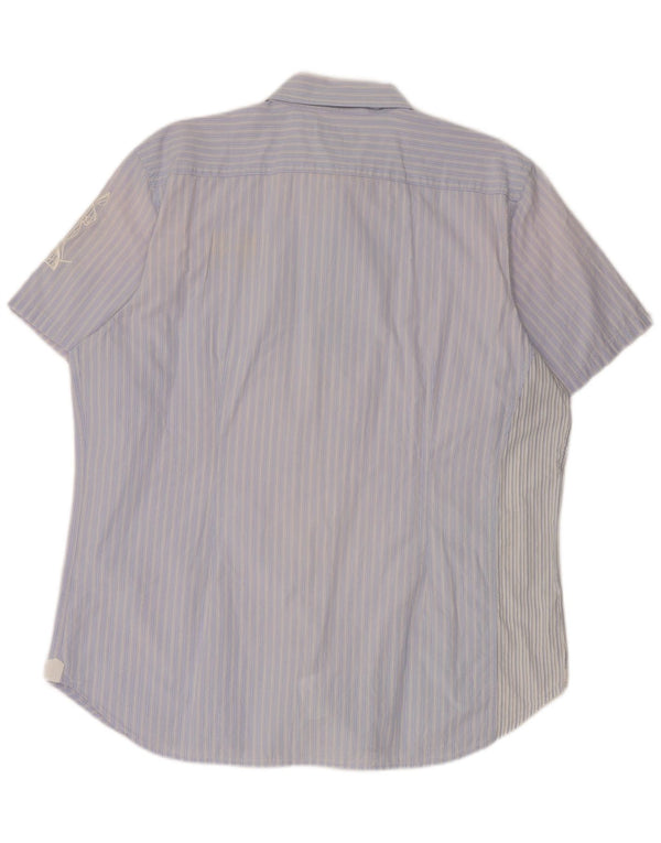 Camicia a maniche corte grafica da uomo La Martina 2XL cotone blu