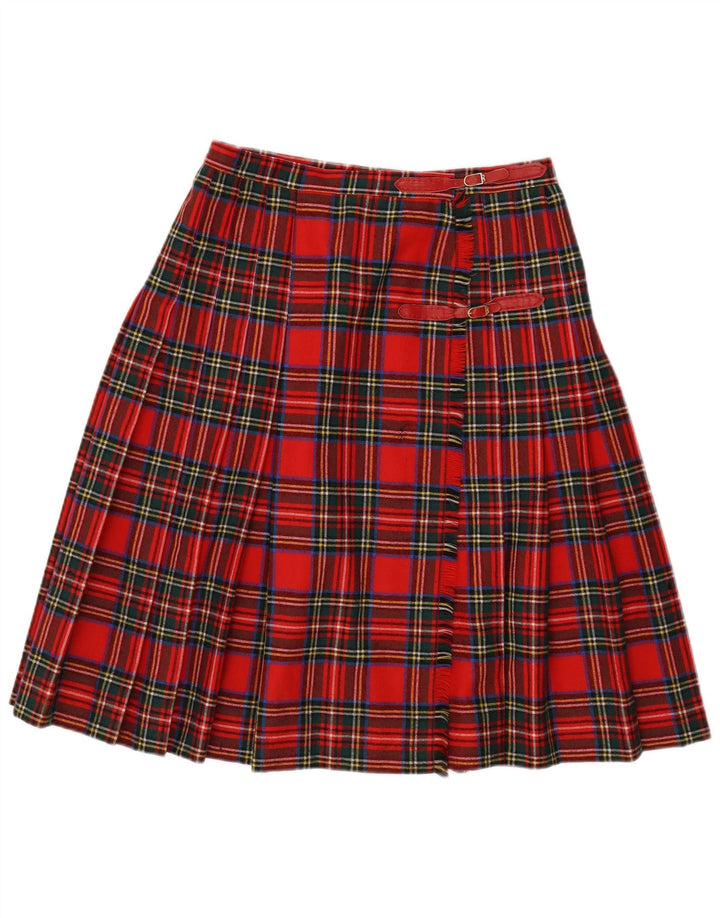 Gonna a portafoglio vintage da donna W30 scozzese medio rosso