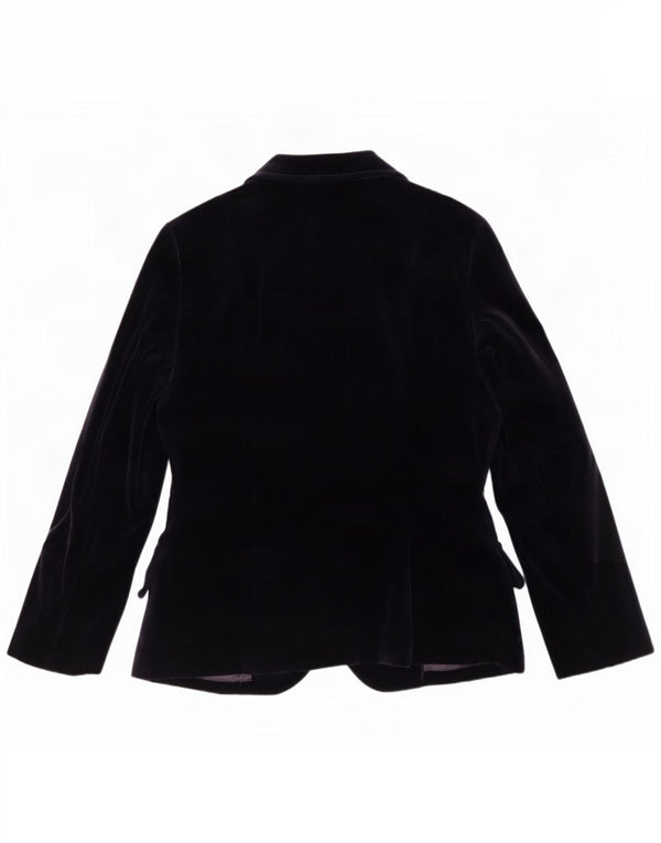 Giacca blazer in velluto a 2 bottoni vintage da donna UK 12 cotone viola medio