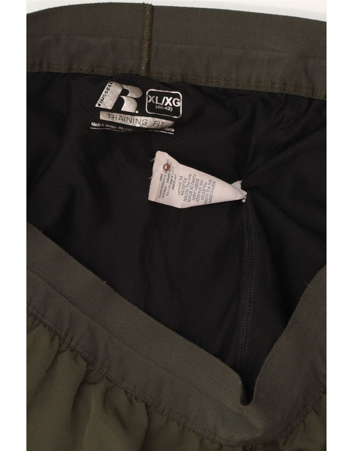 RUSSELL ATHLETIC Pantaloncini sportivi Dri-Power da uomo XL Poliestere kaki
