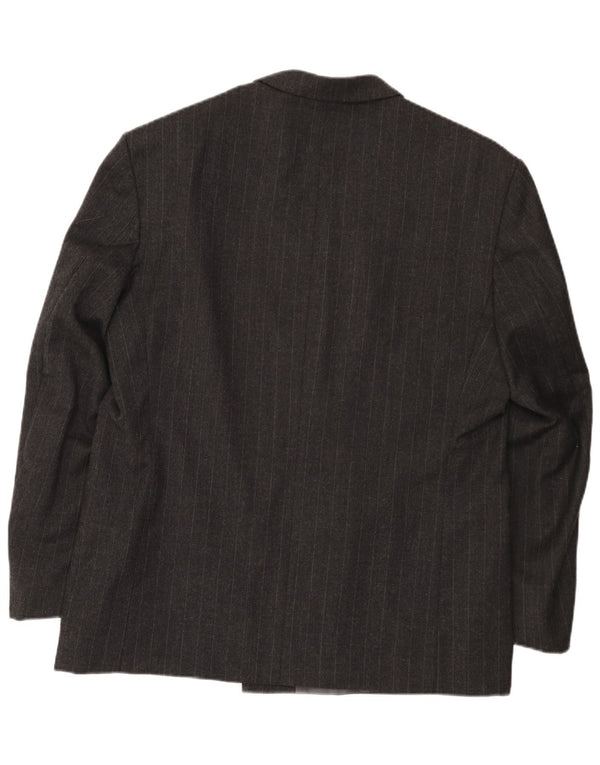 Giacca blazer doppiopetto vintage da uomo EU 54 2XL lana gessata grigia