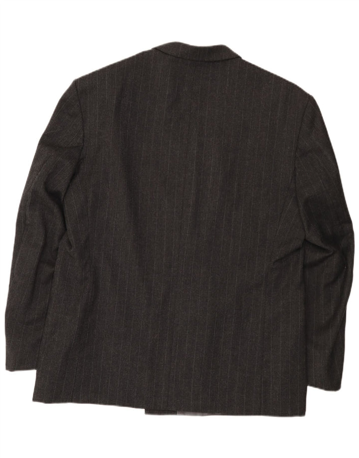 Giacca blazer doppiopetto vintage da uomo EU 54 2XL lana gessata grigia