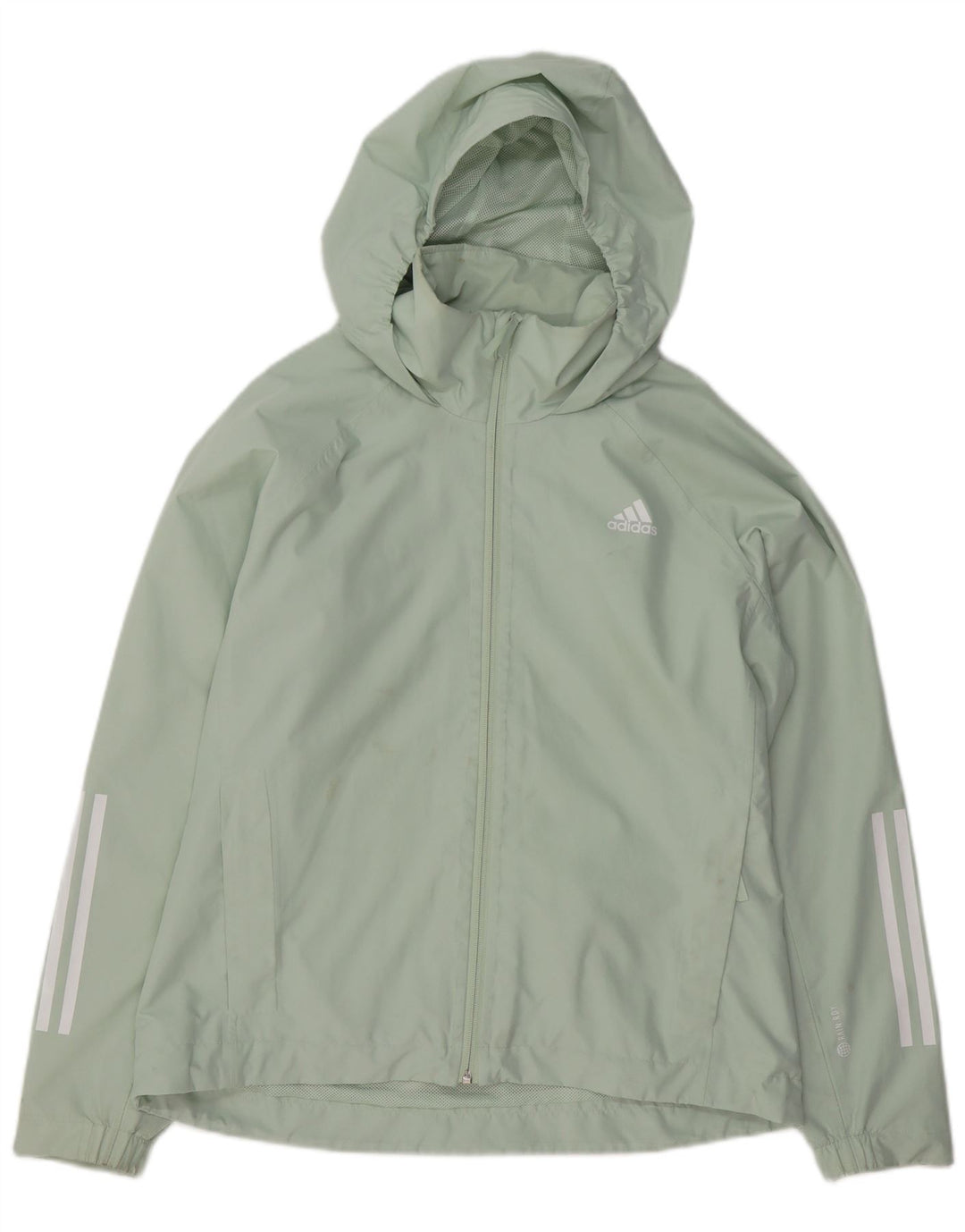 Giacca antipioggia con cappuccio da donna Adidas UK 16/18 Large Verde Poliestere