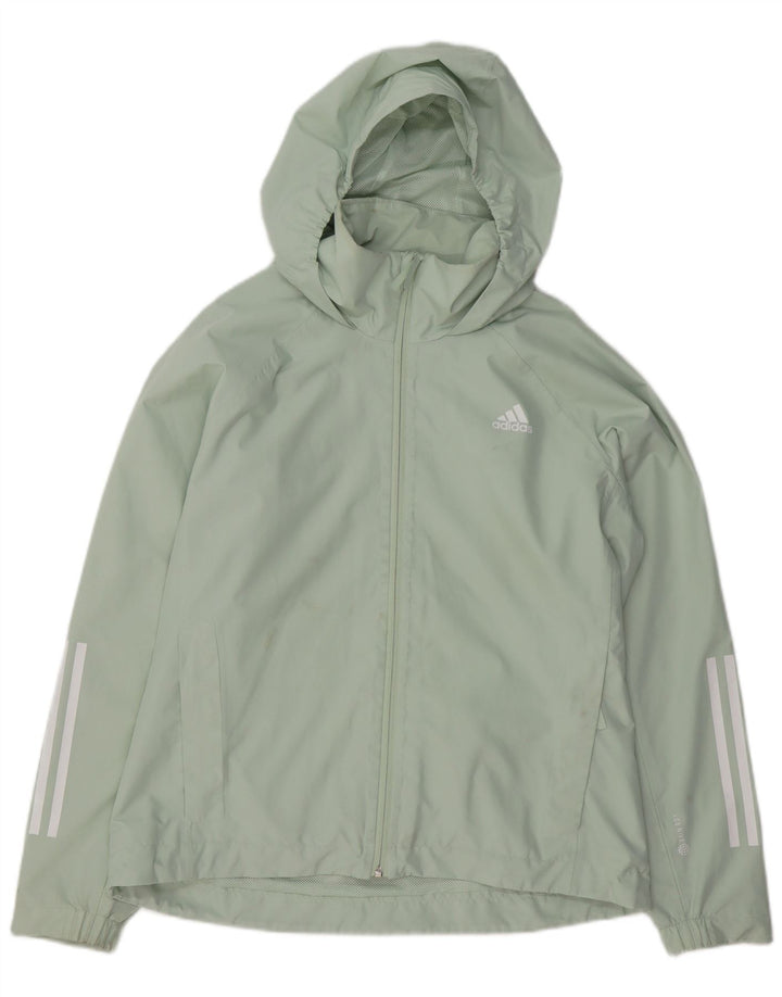 Giacca antipioggia con cappuccio da donna Adidas UK 16/18 Large Verde Poliestere