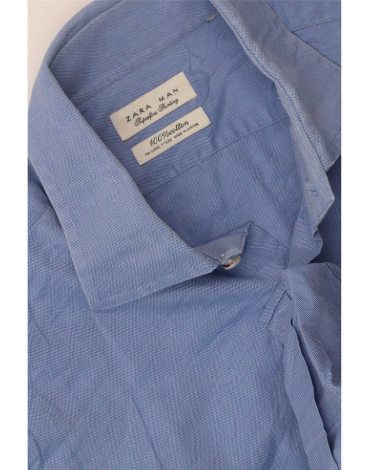 Camicia Zara Uomo Blu Medio in cotone