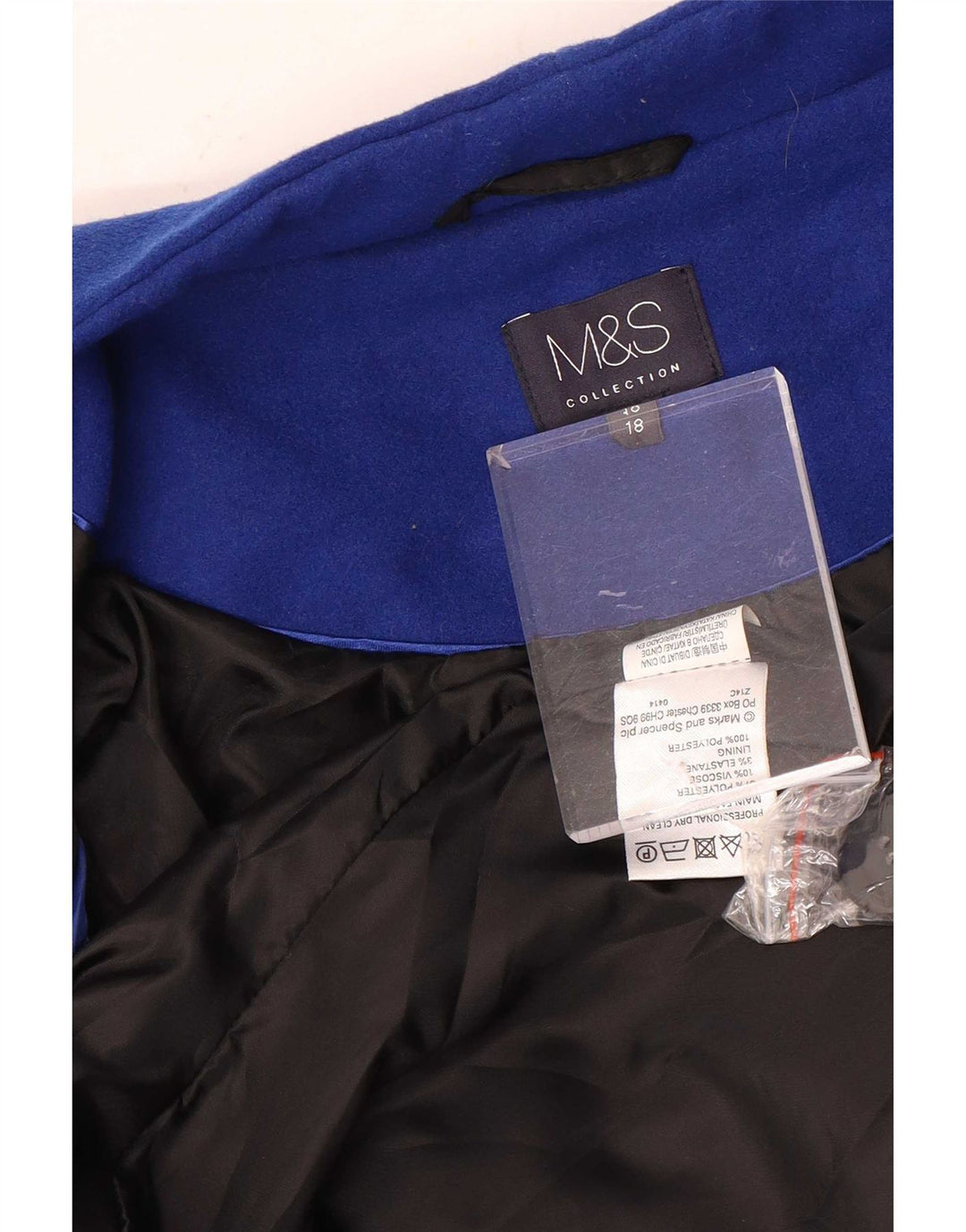Cappotto da donna Marks & Spencer UK 18 XL poliestere blu