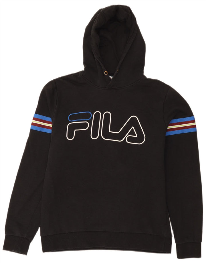 Felpa con cappuccio grafica da uomo Fila in cotone nero medio