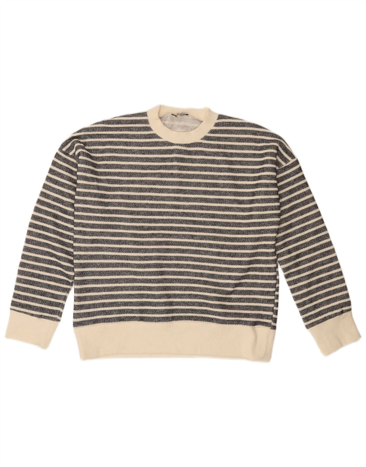 ZARA Maglione Girocollo da Donna UK 14 Poliestere a righe nere medie