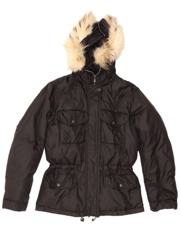 Giacca a vento con cappuccio da donna Jet Set UK 16 grande nylon nero