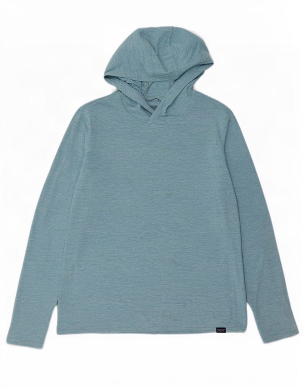 Patagonia Maglia a maniche lunghe con cappuccio da donna UK 14 Blu medio