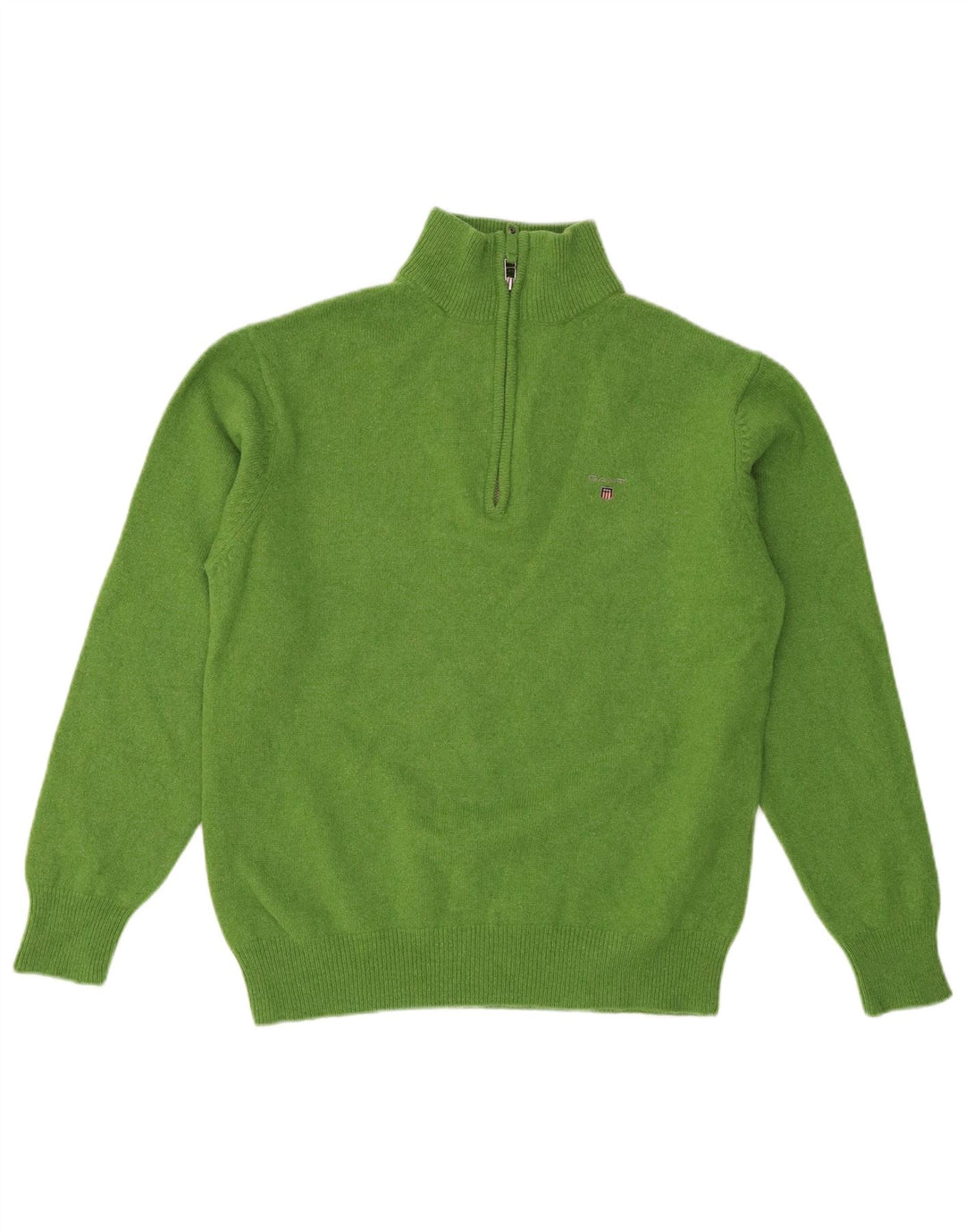 Maglione da donna con collo con zip Gant UK 16 Lana d'agnello verde grande