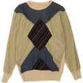 Maglione vintage da uomo con scollo a barca, piccolo argyle/diamante multicolore