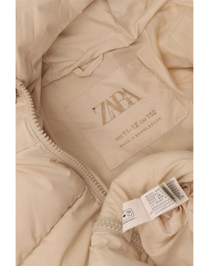 Giacca imbottita con cappuccio per ragazze Zara 11-12 anni in poliestere beige