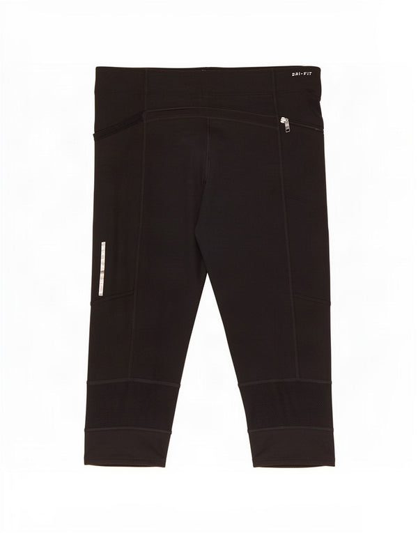 Nike Womens Dri Fit Capri Leggings UK 14 Medium Black Polyester