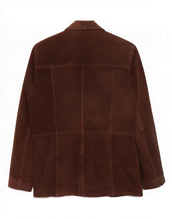 Giacca vintage in pelle scamosciata da donna UK 18 XL in pelle marrone