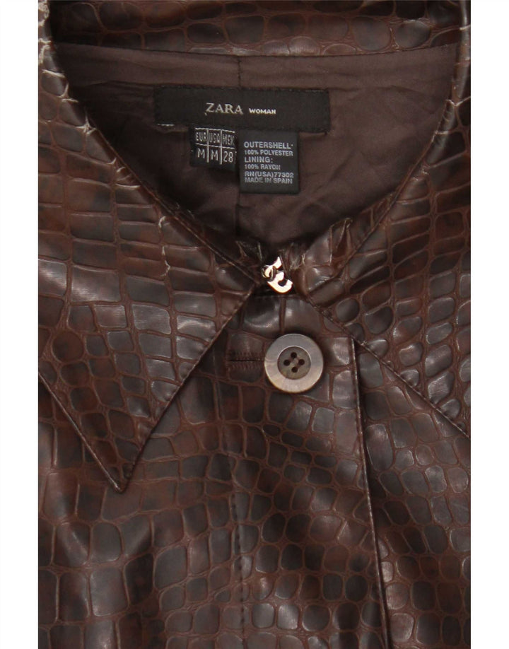 Soprabito da donna in ecopelle Zara UK 12 Poliestere con stampa animalier marrone medio