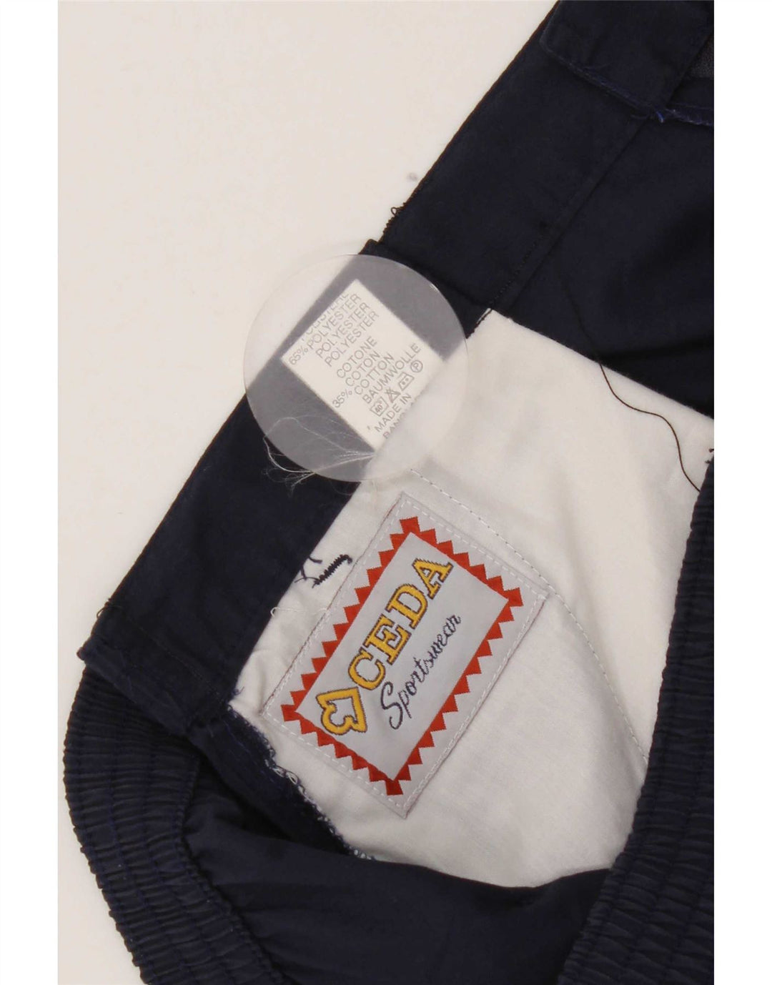 Pantaloncini chino vintage da uomo W30 poliestere blu navy medio