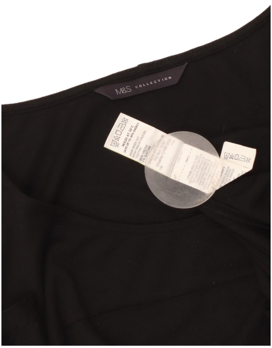 Abito a trapezio con maniche a 3/4 da donna Marks & Spencer UK 8 piccolo in viscosa nera