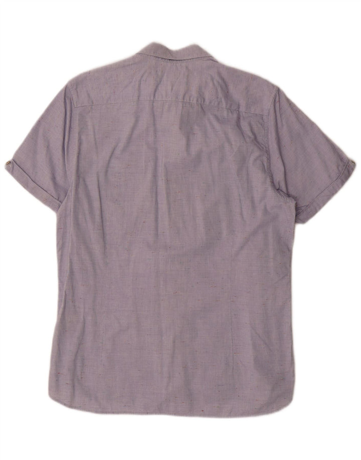 Ted Baker Camicia a maniche corte da uomo taglia 4 grande cotone chiazzato blu