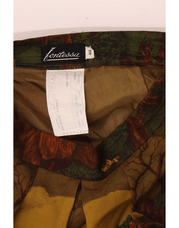 Pantaloni Capri vintage da donna con motivo astratto IT 40 piccoli W24 L18 Multicol